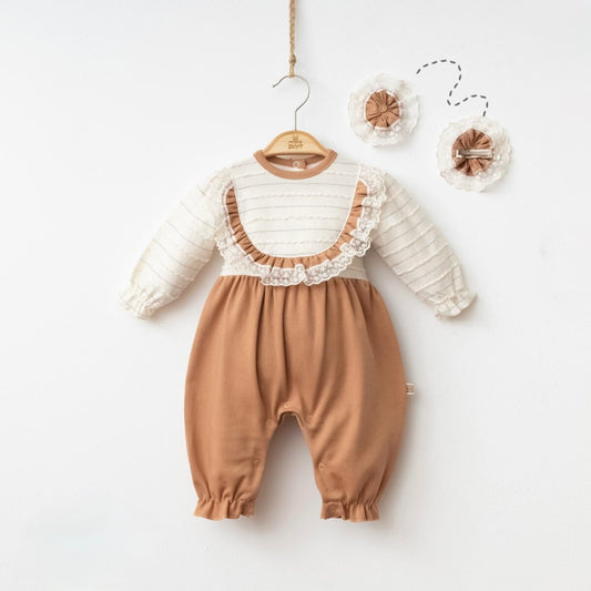 Baby Girl Jumpsuit and Hairpin 0-9M